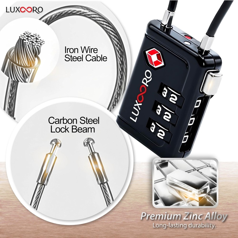 TSA Approved Luggage Lock with Alert Indicator, 3-Digit Resettable Combinatio...