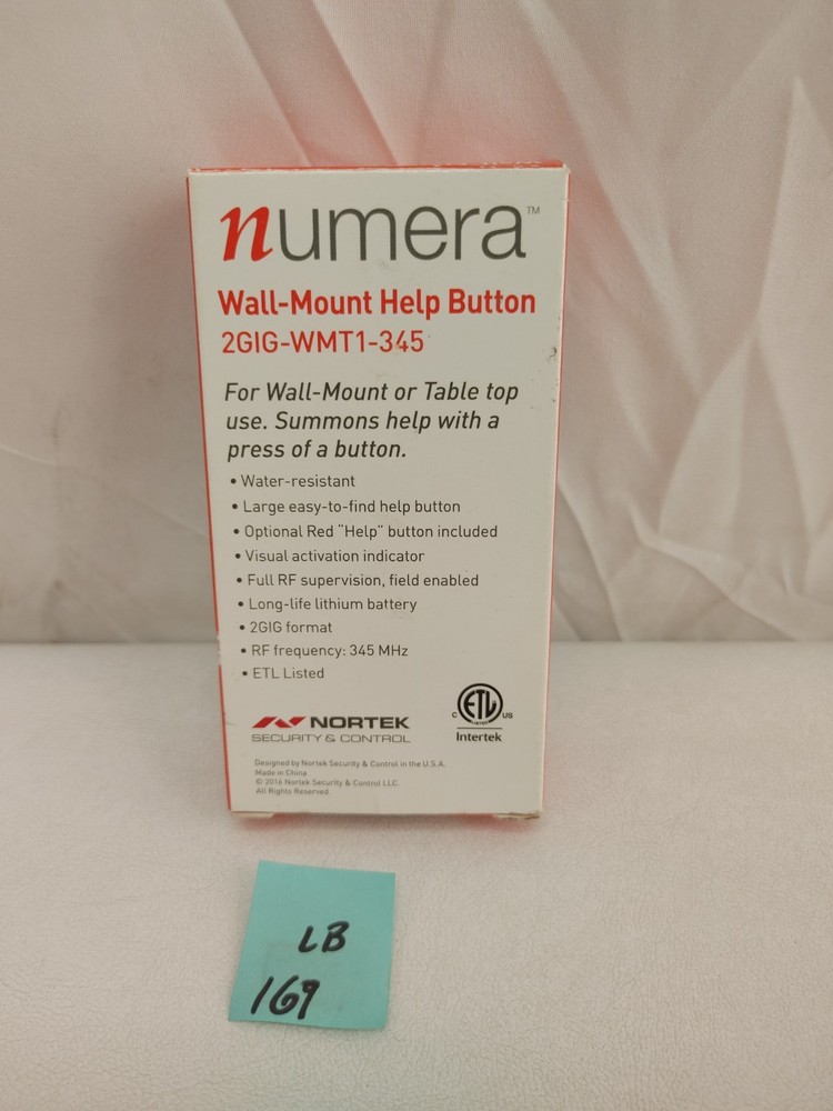 Numera Wall Mount Emergency Help Button 2GIG-WMT1-345 - SEALED