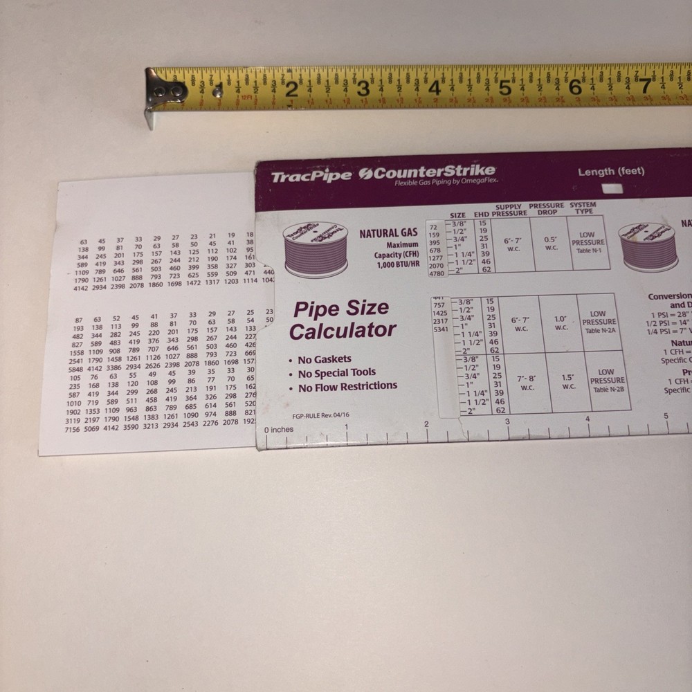 Tracpipe Counterstrike Pipe Sizing Calculator HVAC Heating PREOWNED