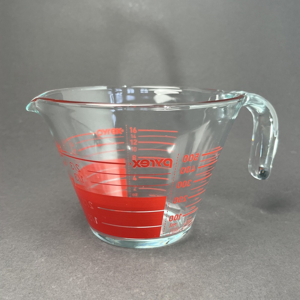 PYREX Measuring, 2 Cups, 16 oz, 500 mL, Red Reverse Read Inside