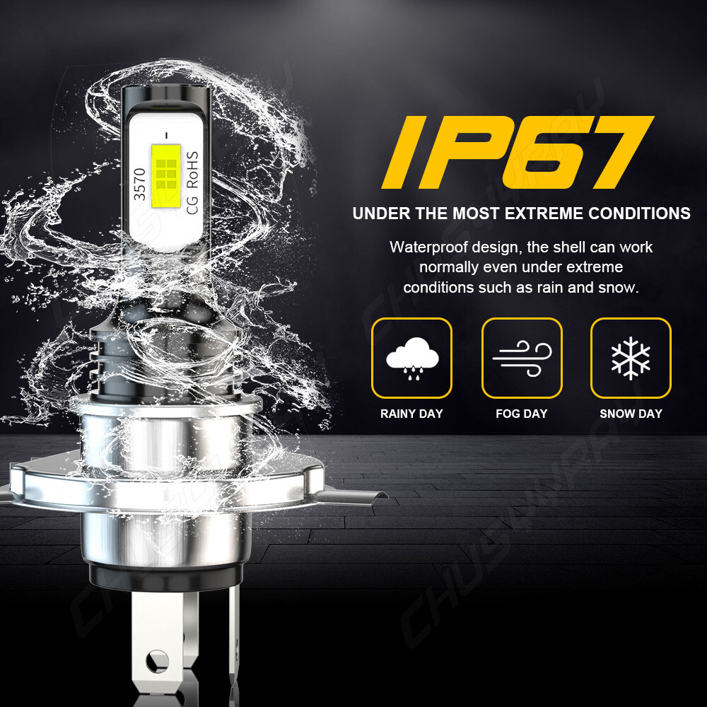 For Motorcycle H4 6500K LED Hi/Lo Beam Front Light Bulb Super Bright Headlight