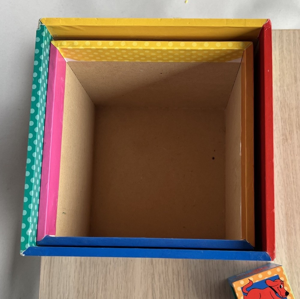Scholastic Books 1999 Rare CLIFFORD Stacking Blocks CUBE