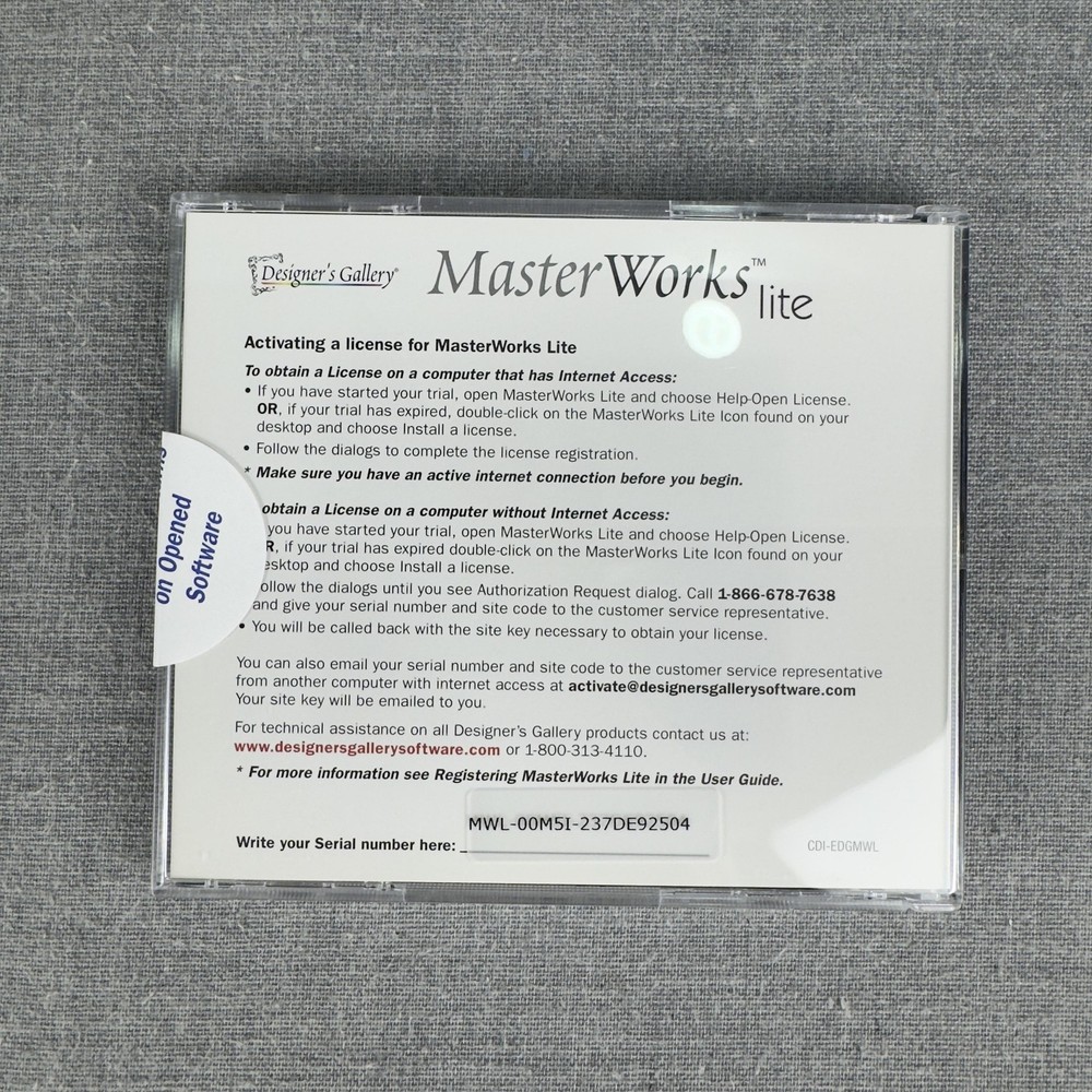 Designer's Gallery MasterWorks lite Embroidery Digitizing Software Windows CD