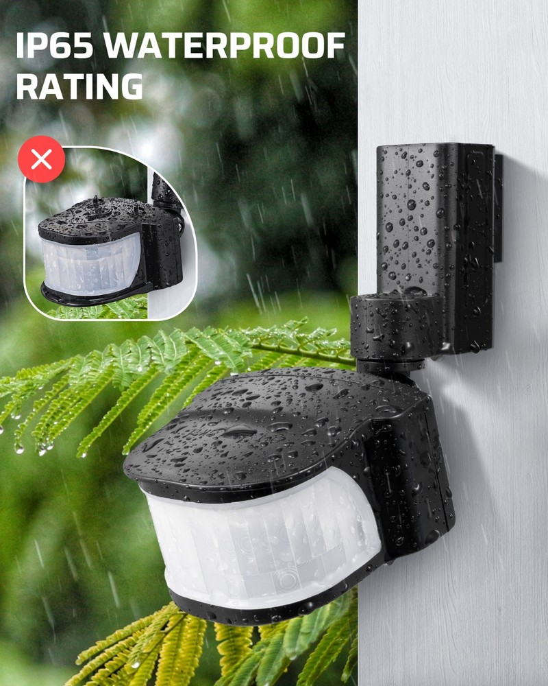 DEWENWILS Motion Sensor Plug Outdoor 50FT Detection 4 Modes Weatherproof