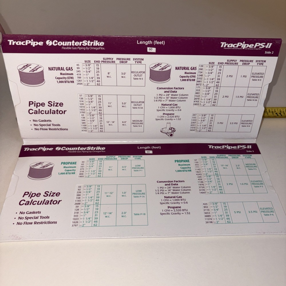 Tracpipe Counterstrike Pipe Sizing Calculator HVAC Heating PREOWNED