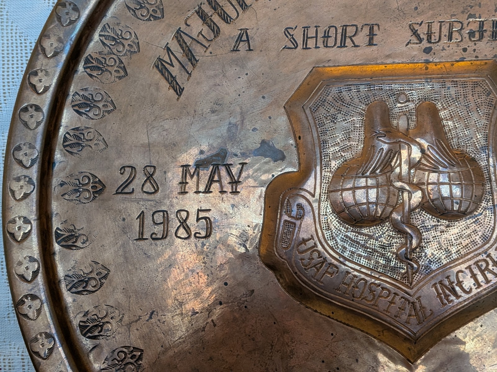 Vintage USAF Communications Command Plaque Incirlik AB Turkey Copper Wall Art