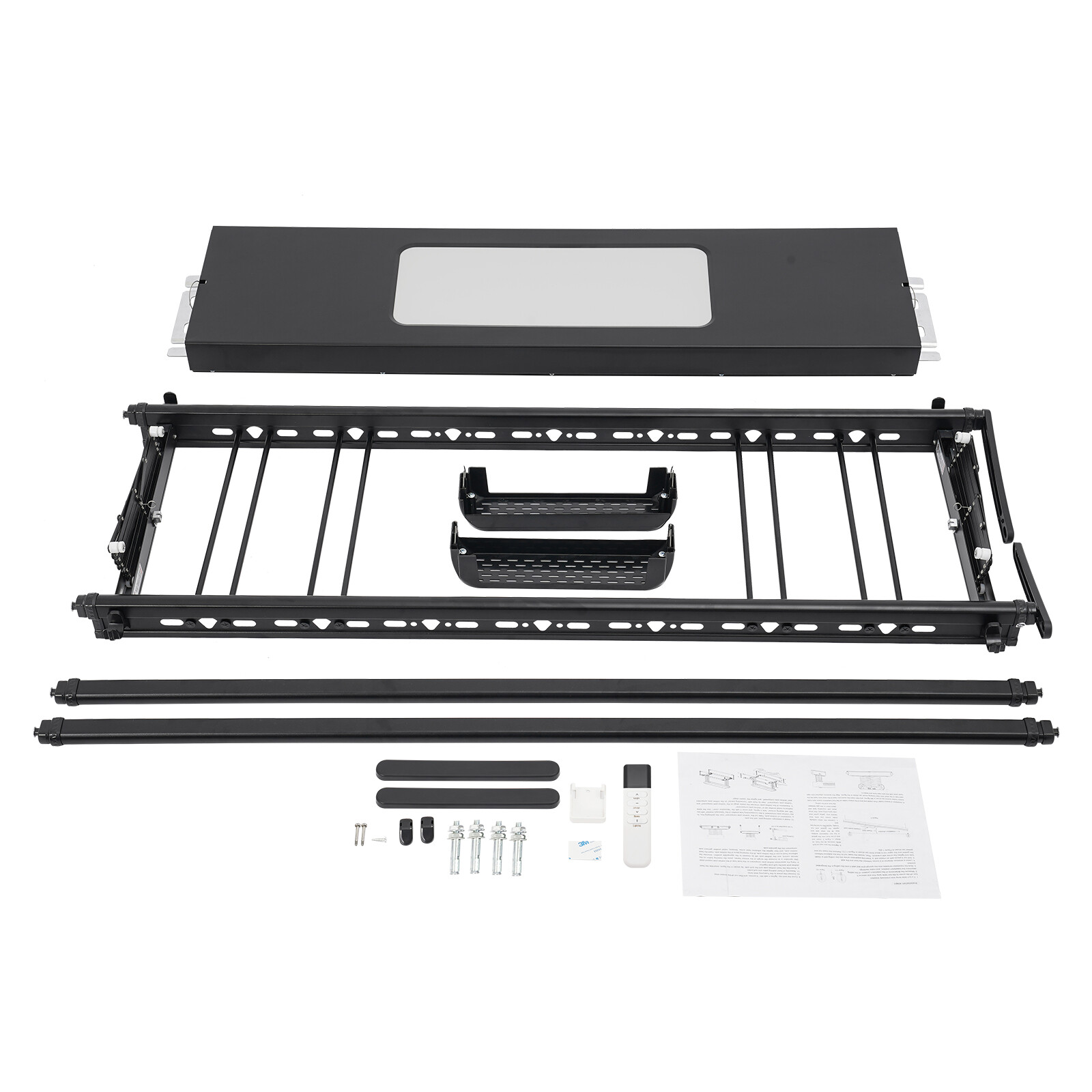 Wall and Ceiling Clothesline, Electrical Drying Rack w/ 8 Rod & Light Up Lamps