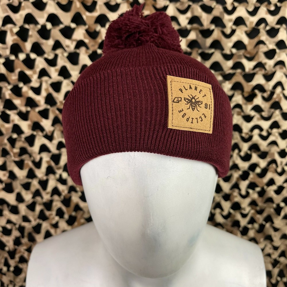 NEW Planet Eclipse Worker Pom Beanie - Burgundy