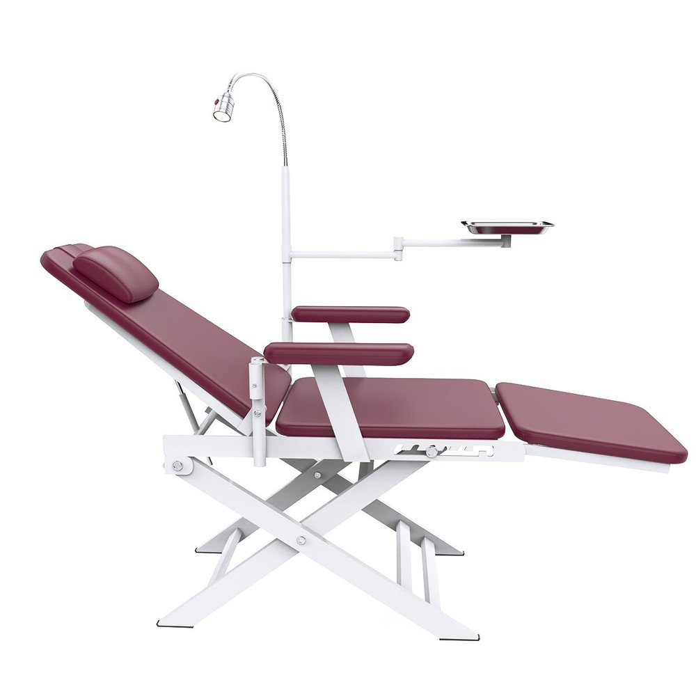 Dental Portable & Practical Adjustable Folding Chair With LED Light + Tray Ruby