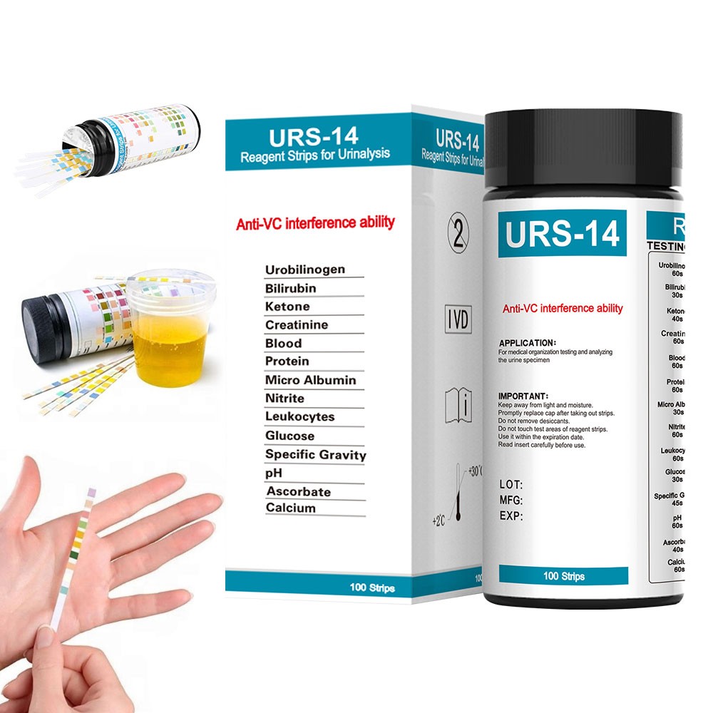 New URS-14 100Pcs Urinalysis Reagent Test Paper Parameters PH Test Strips Tool