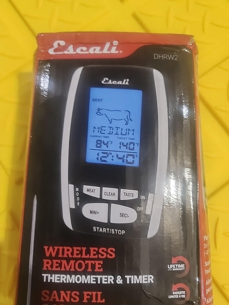 Escali Wireless BBQ Thermometer and Timer, 200 Foot Range, Black