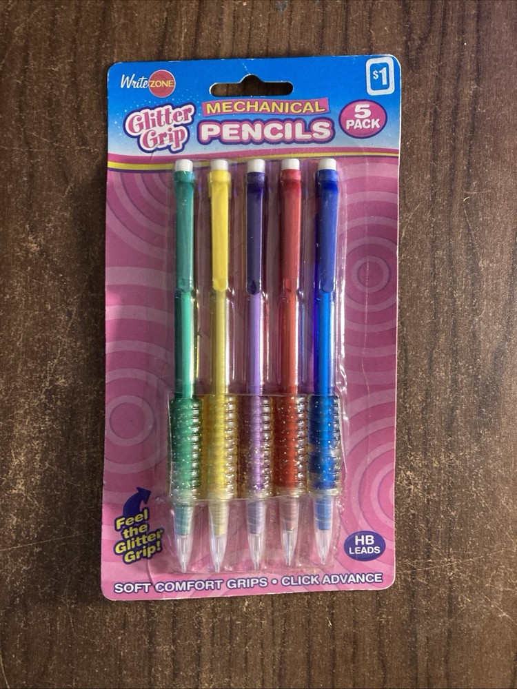 Writezone Glitter Grip Mechanical 5 Pack Pencils