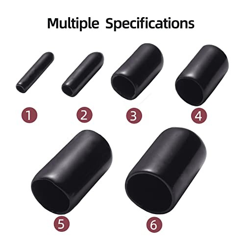 Aleric Rubber End Caps - 60pcs Flexible Screw Thread Protector Covers Rubber