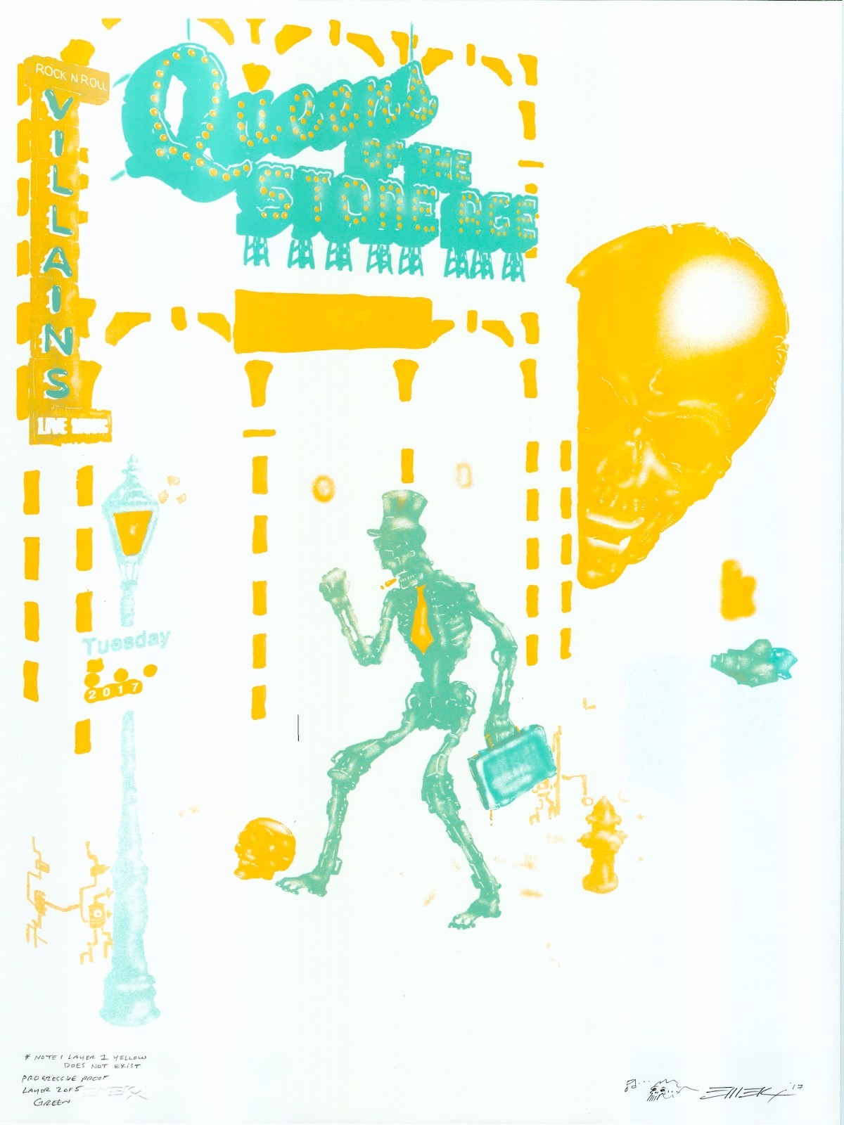 UNIQUE/MINT & SIGNED EMEK QOTSA MSG NYC Progressive Proof SET