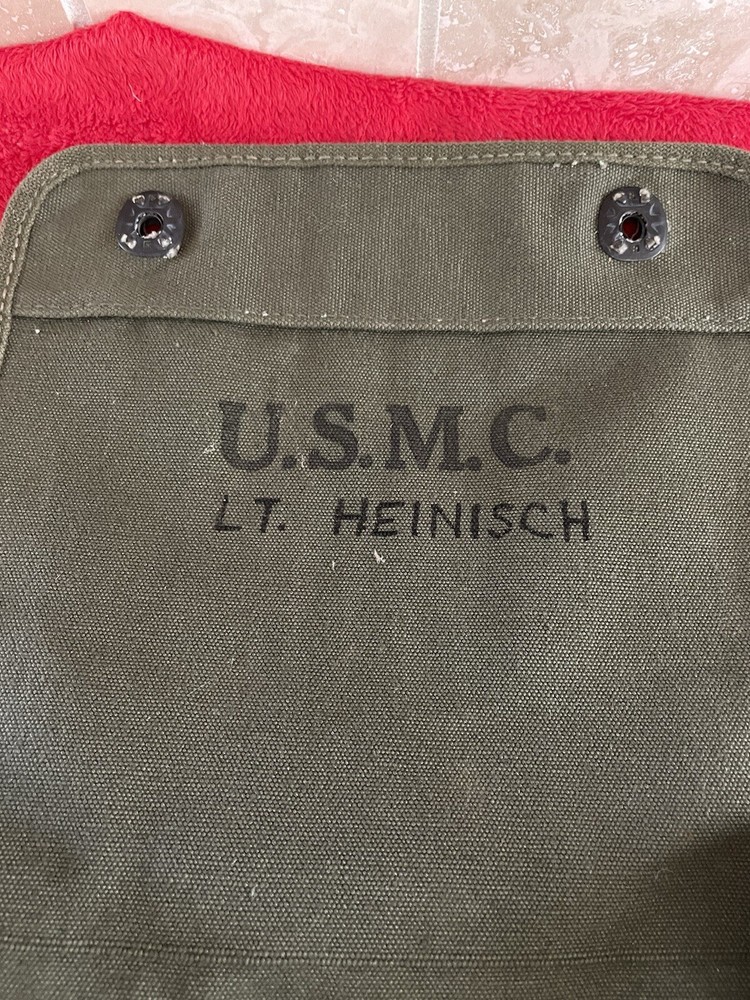 ID'd USMC Map Dispatch Case Bag w/ Pencils 1944 WWII Original MARINE CORPS M1938