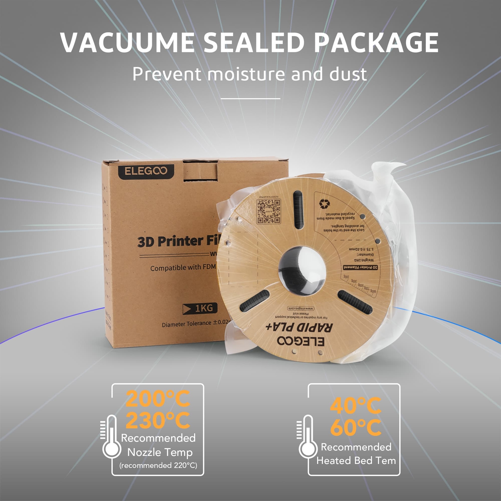 【Buy 6 Get 4 Free,Add 10】ELEGOO Rapid PLA+ 3D Printer Material Filament 1KG