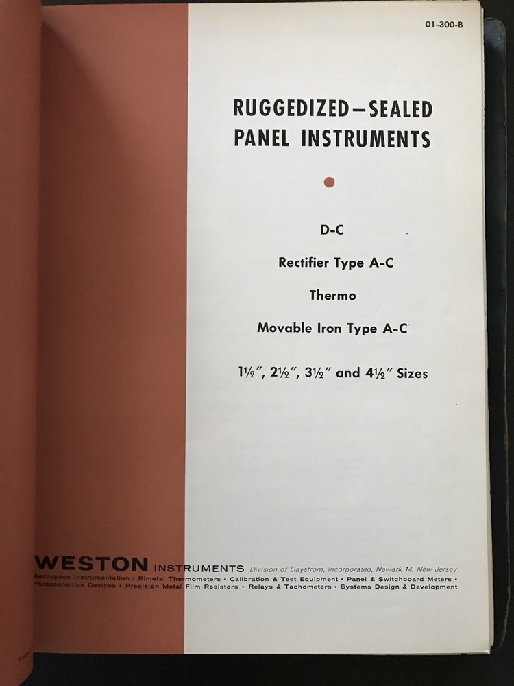Weston Instruments Binder w/ Panel Instruments Meters Bulletins & Booklets