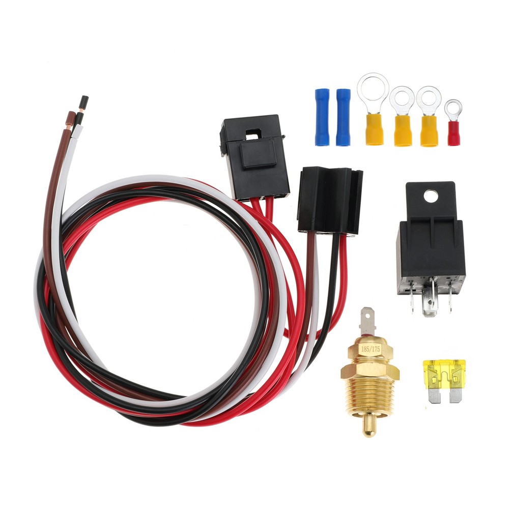 Electric Fan Wiring Kit Waterproof Relay Temperature Sensor Switch Kit Electr...
