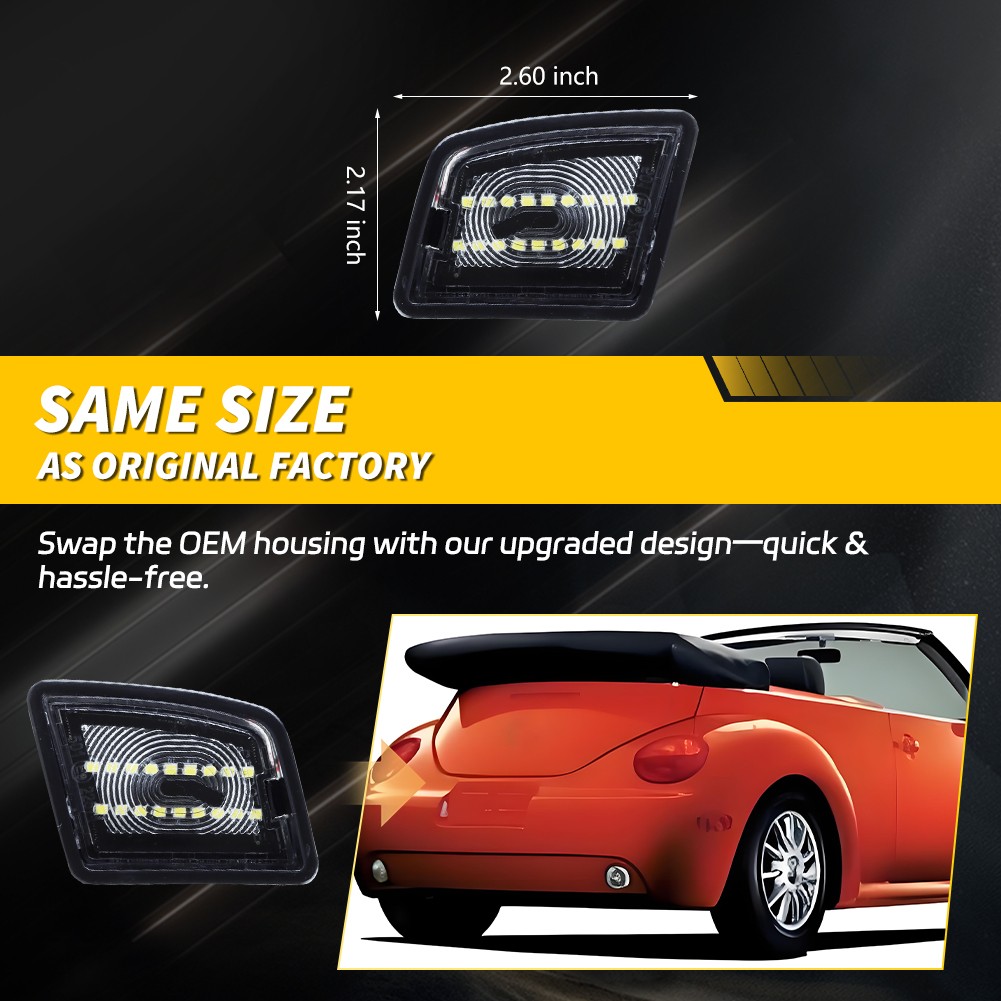 2X White LED License Plate Lights For 98-05 VW Beetle & 03-05 Beetle Convertible