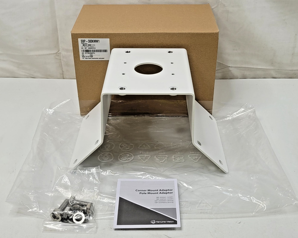Hanwha Techwin SBP-300KMW1 Corner Mount Adapter Base Security Accessory (White)