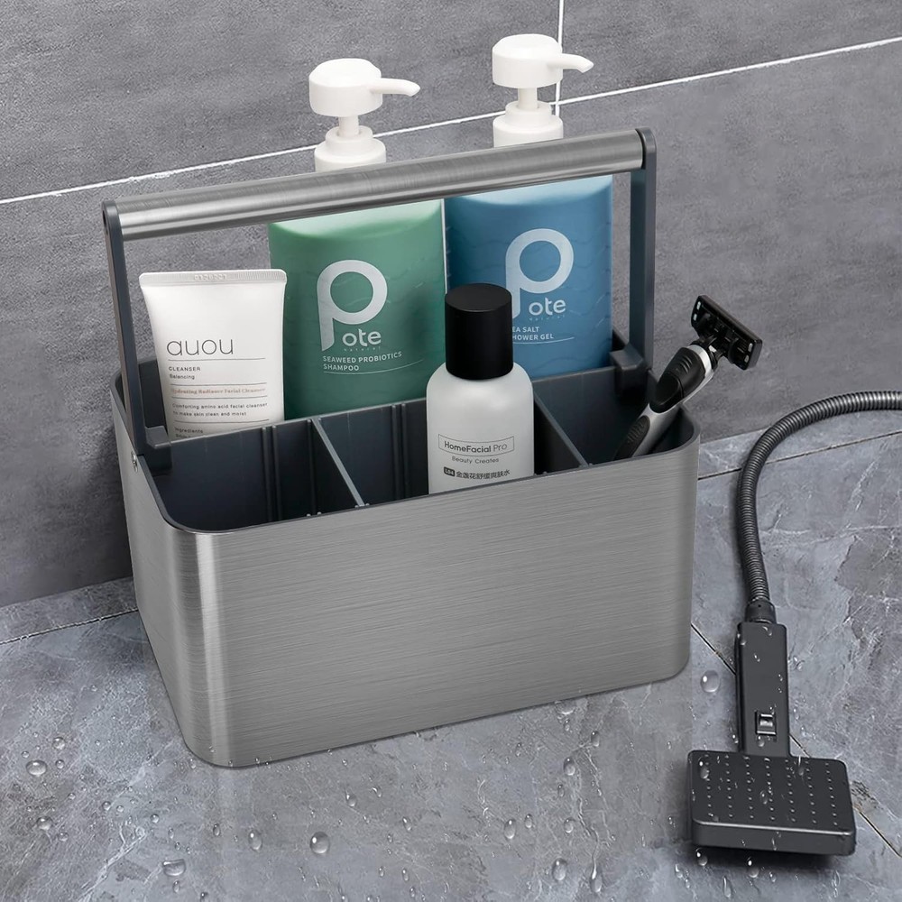 Bathroom Storage Caddy, Adjustable Shower Organizer For Dorm, Grey