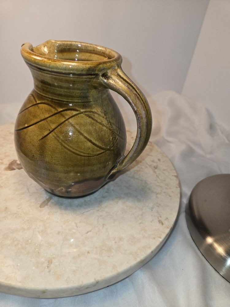 Beautiful Handmade Signed Drip Glazed Art Pottery Pitcher