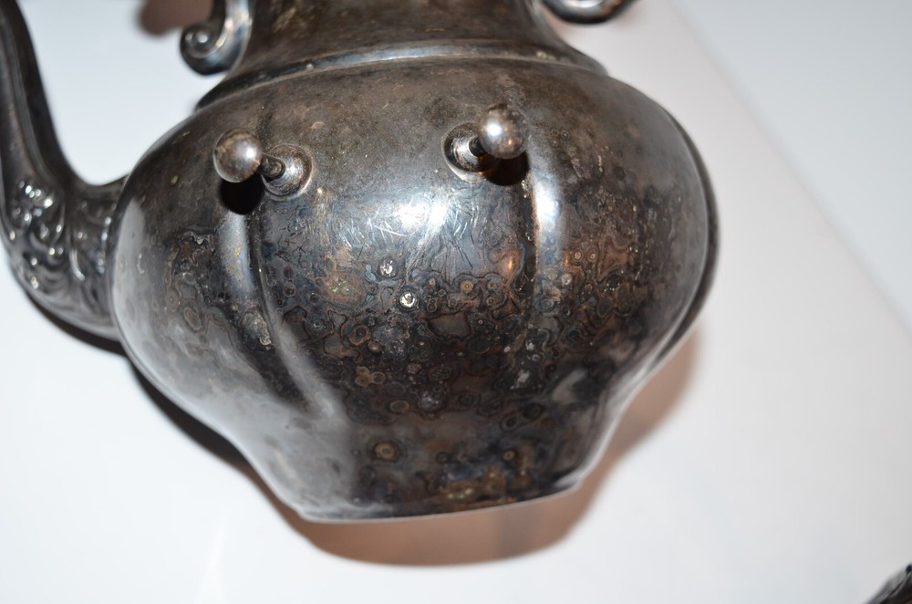 Vtg Sheridan Silver on copper Tilt Tea Pot Coffee Stand No Warmer silverplate