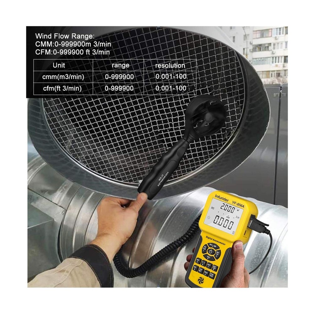 INFURIDER Handheld Digital Anemometer YF-856A Split Type Wind Speed Meter Win...