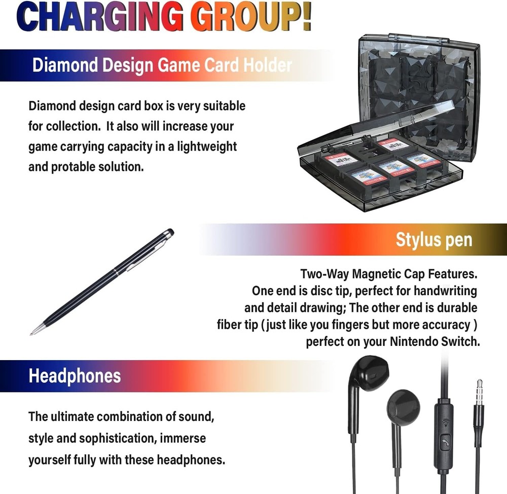 Nintendo Switch Accessories Bundle, Kit with Carrying Case, Screen Protector