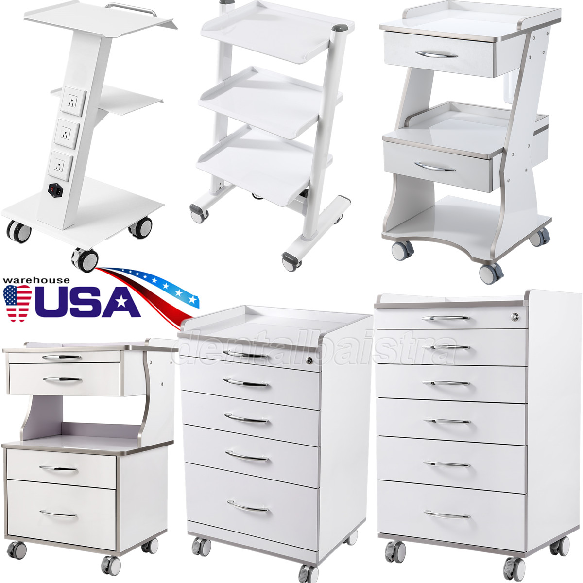 Dental Medical Cart Mobile Storage Cabinet with 3/4/5 Drawer Wheels/Trolley Cart