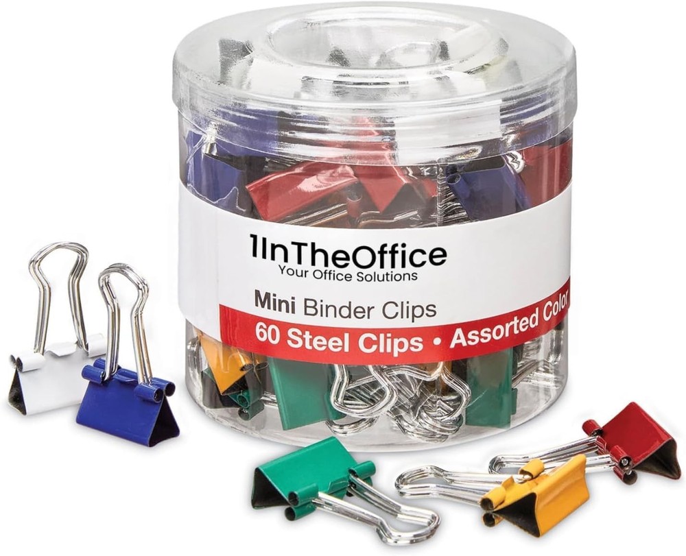1InTheOffice Mini Binder Clips, Paper Clamp, Metal Binder Clips, Document Binder