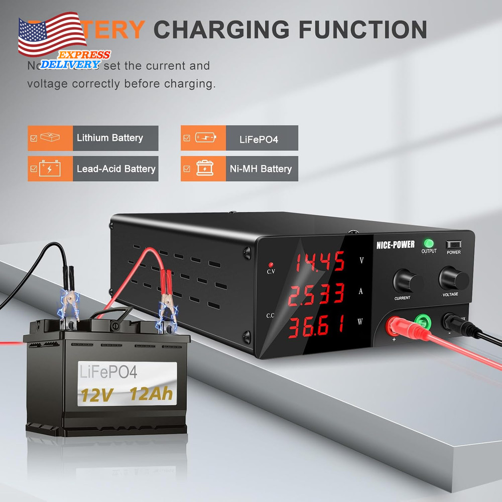DC Power Supply Variable 15V 60A 900W High Power Bench Power Supply Encoder Knob