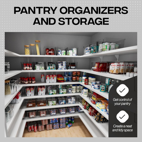 ClearSpace Clear Plastic Storage Bins – Pantry Organizers & 4 4 Pack, Black