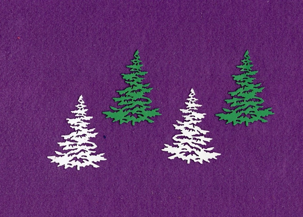 PINE TREE SNOWY large die cuts scrapbook cards