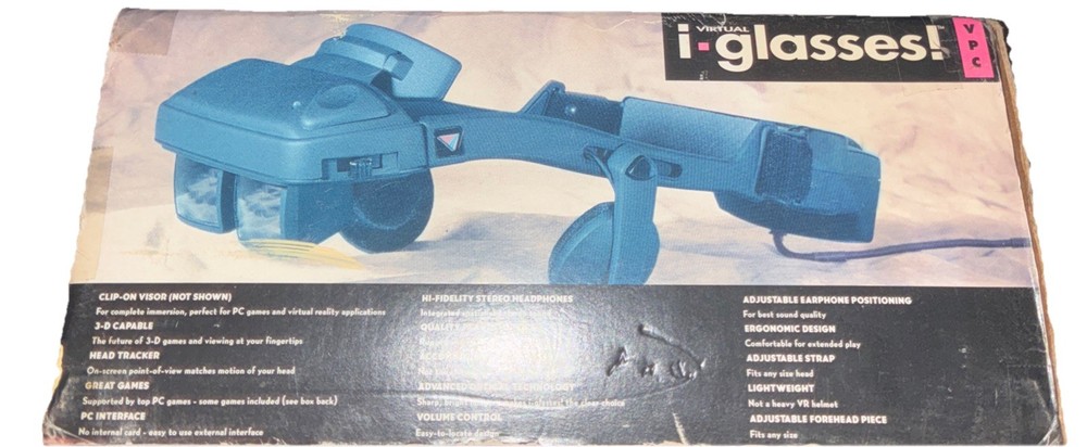 NOS Virtual IO i-Glasses Headset Virtual Display Systems 1995 COMPLETE SEALED