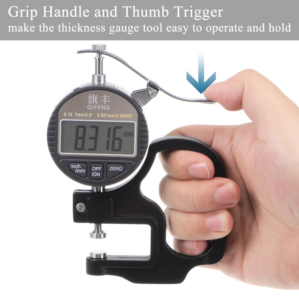 Digital Thickness Gauge 0.00005" Range 0.5" Electronic Micrometer Measuring Tool