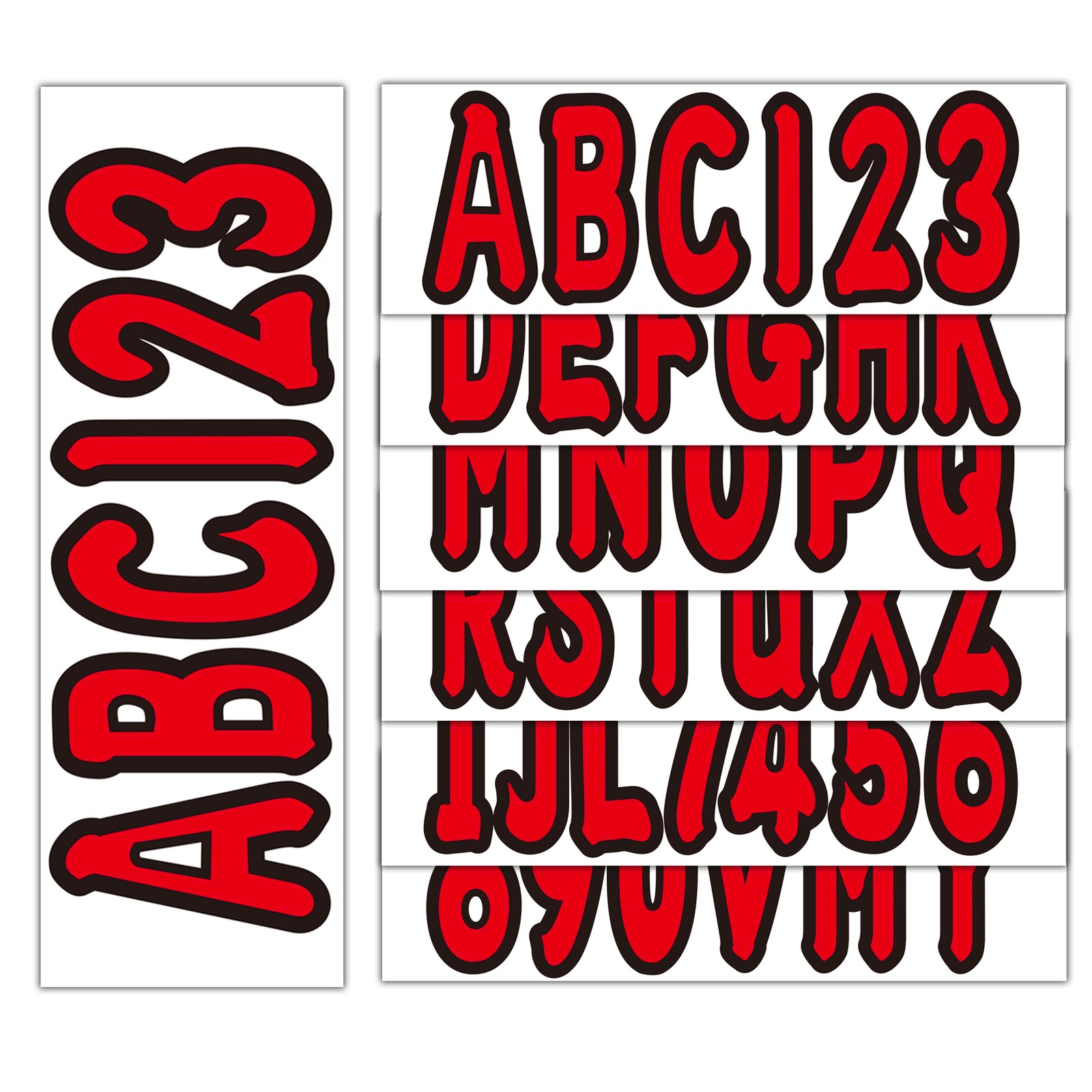 Custom Boat Registration Numbers Letters Red Decals 4 Sets of A-Z & 0-9