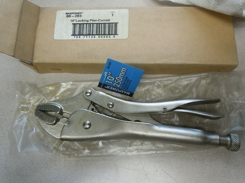 Locking Pliers,Curved,10" MAXPOWER 203