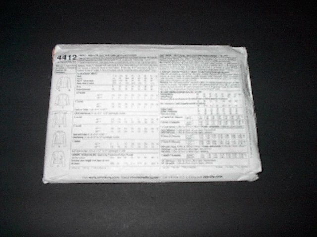 Simplicity Pattern 4412 Misses' Jacket w/Front and Collar Variations 8~16 Unc