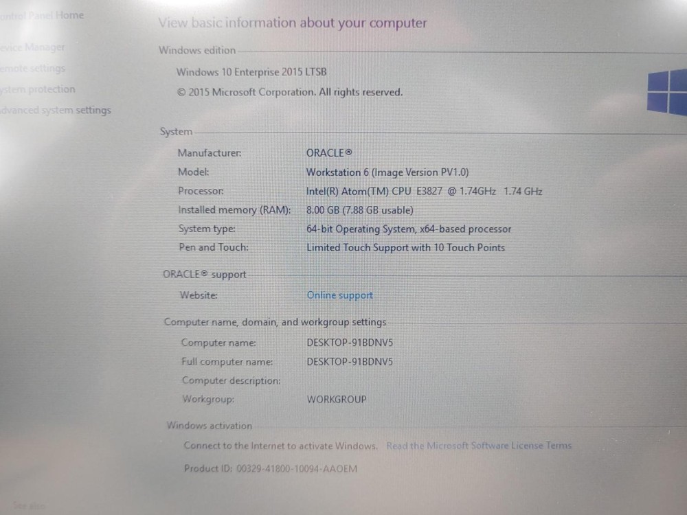 Micros Workstation 6 (610) Intel Atom E3827✔8GB✔64GB SSD✔Win10Ent✔ *NO AC**READ*