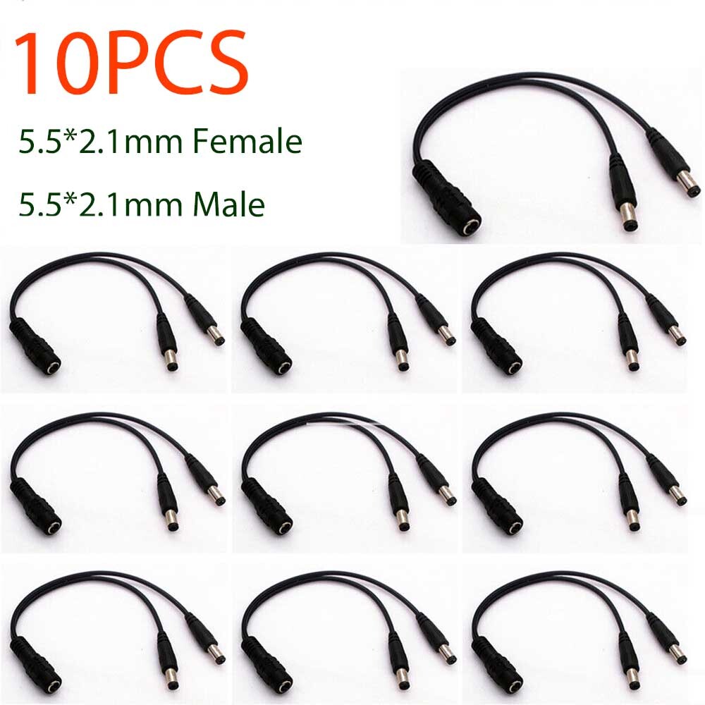 10Pcs DC Power Splitter Cable Cord Adapter 1:2 CCTV Security Camera DVR LED