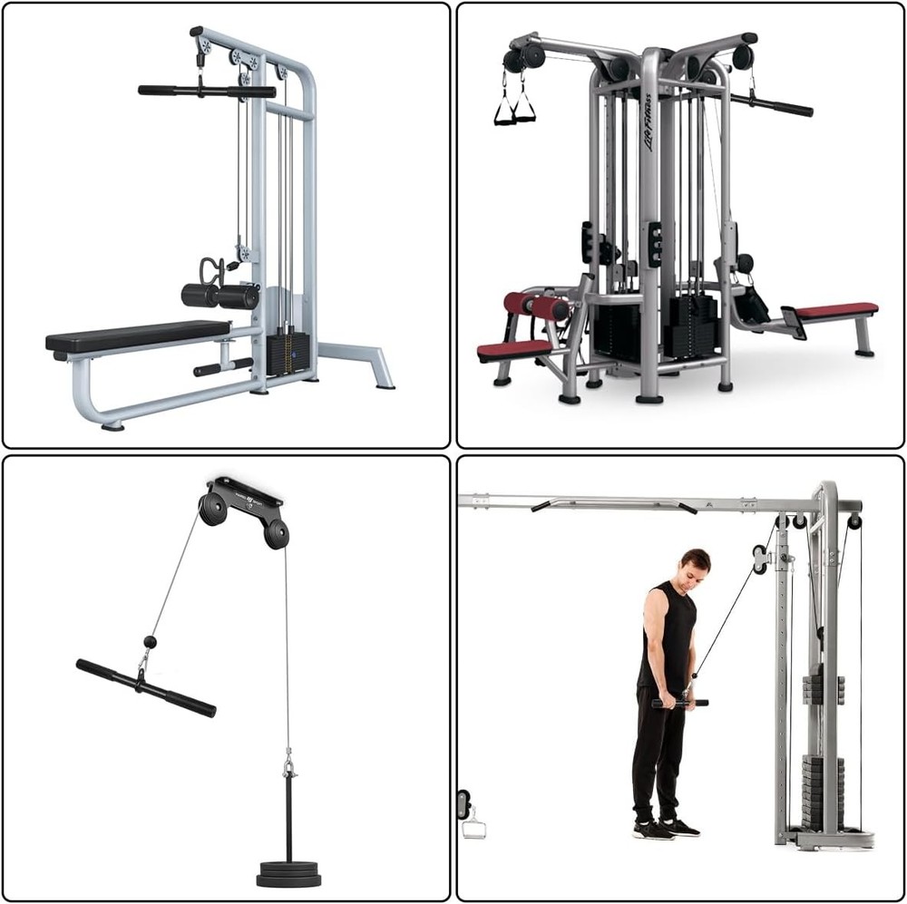 Pulldown Straight Bar Rotating Steel with Rubber Grips LAT Pull Down Handle