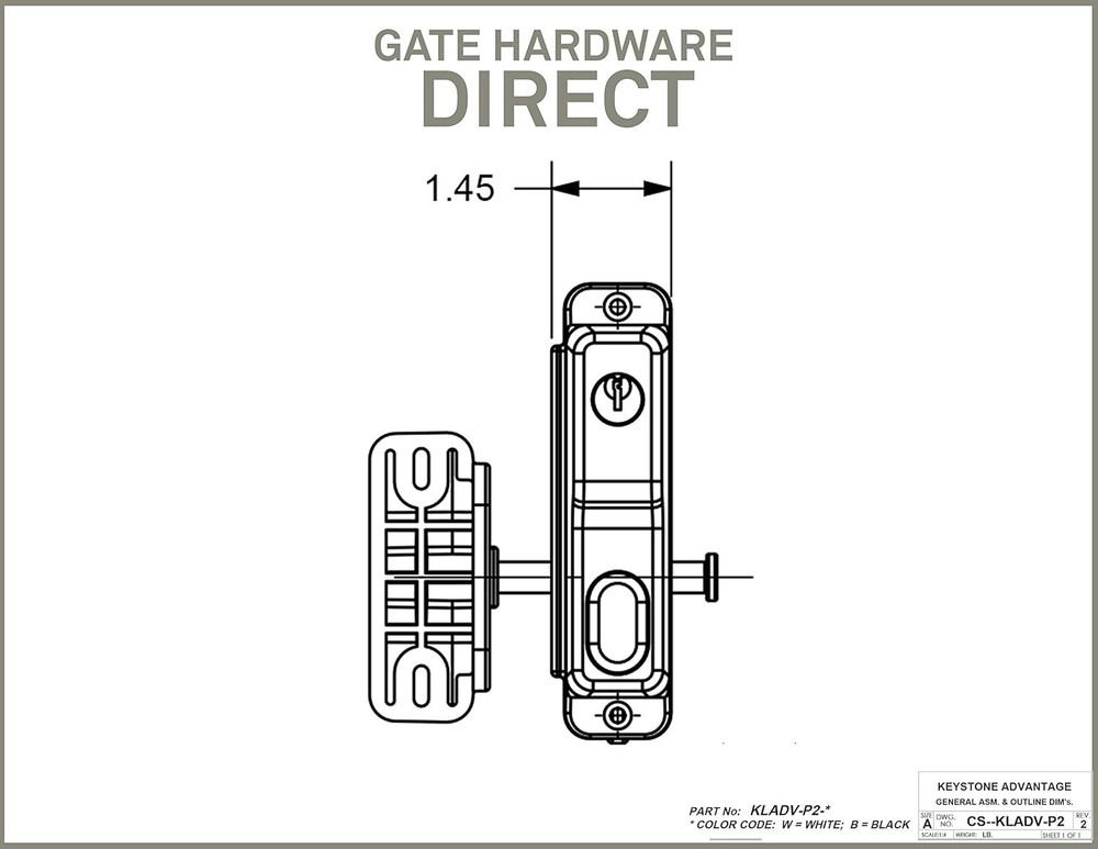 Keystone 2-Sided Metal Gate Latch - Keyed Alike