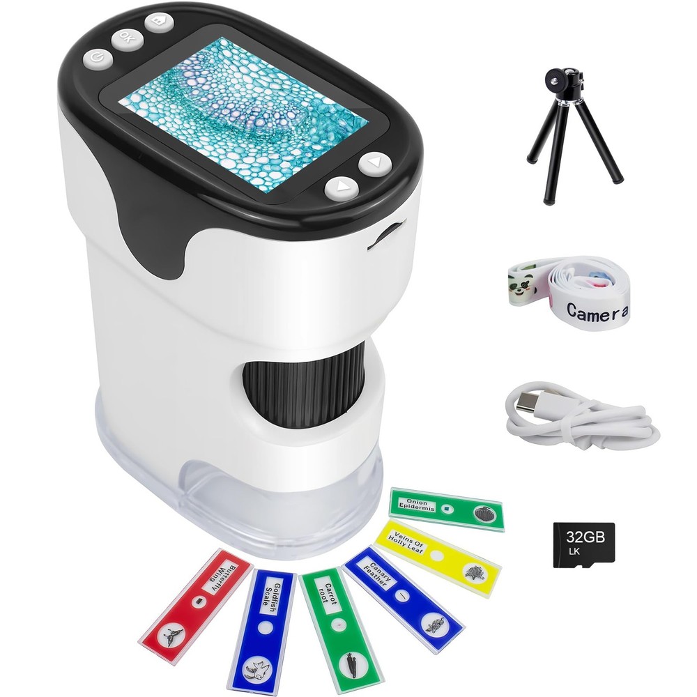 1000X Handheld Digital Microscope for Kids 2'' HD Screen 4K Small, White
