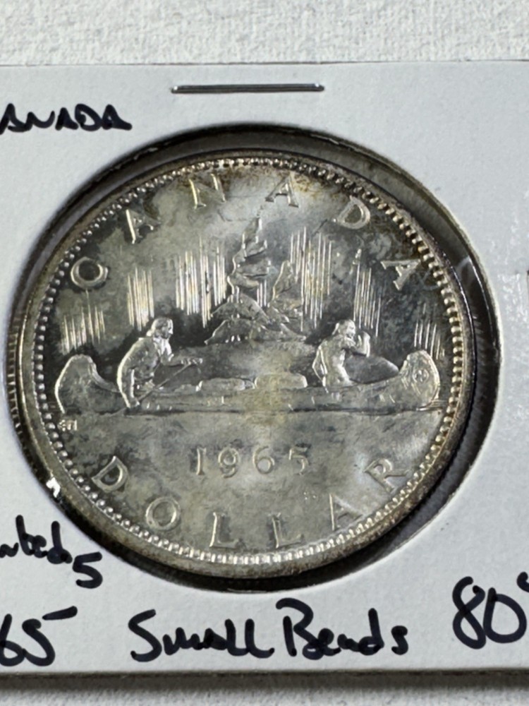1965 Canada $1 Silver Coin Pointed 5 Small Beads
