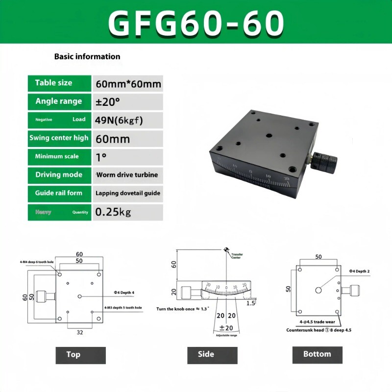 Manual Goniometer Arc Tilt Angle Table Arc Slide Table Frame Goniometer