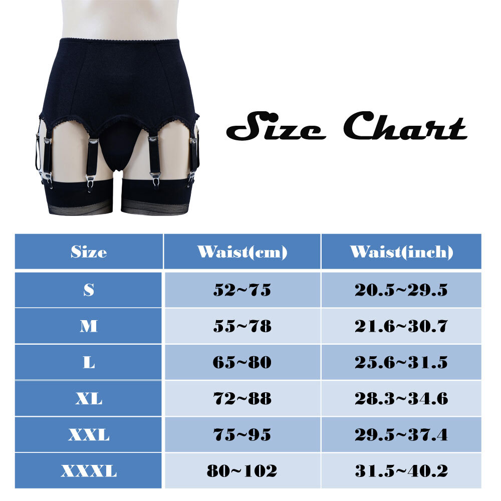 Luxallacki High Waist 10 Straps Garter Belt for Thigh Highs Girdle Metal Clips