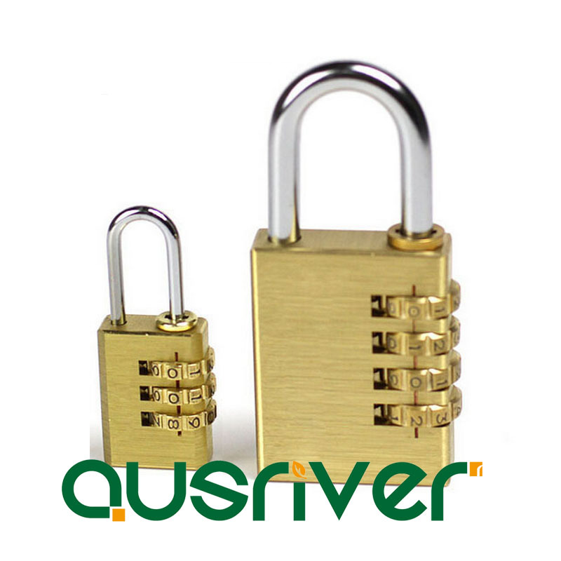 2× Solid Brass Combination Lock Luggage Travel Password Padlock 3/4 Dials New