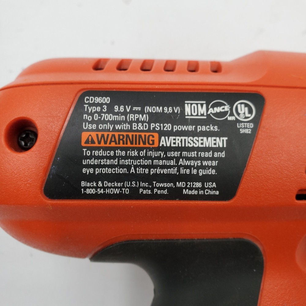 Black & Decker CD9600 Type 1 Cordless 9.6v Drill Driver Bare Tool Only for PS120