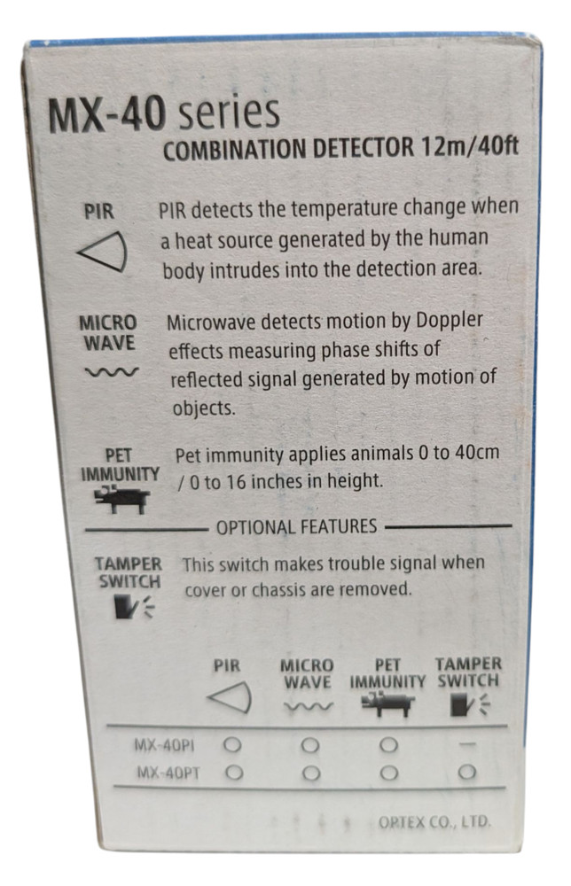 Optex MX-40PIC Microwave Passive Infrared Detector
